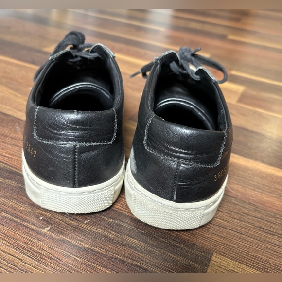 Woman By Common Projects Black Solid Leather Low Top Sneaker Achilles Sz 6 36 - Picture 6 of 9